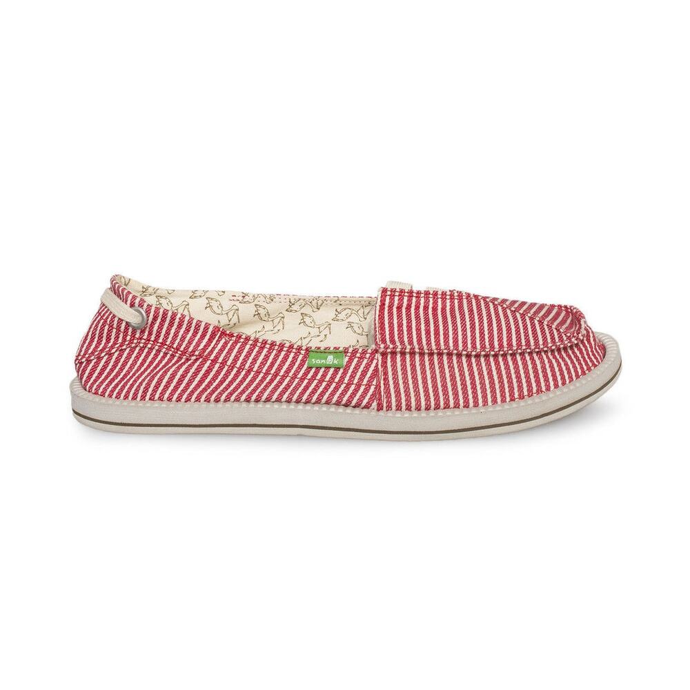 Sanuk Kids Castaway Red Stripe Vegan Boat Shoes Size 1